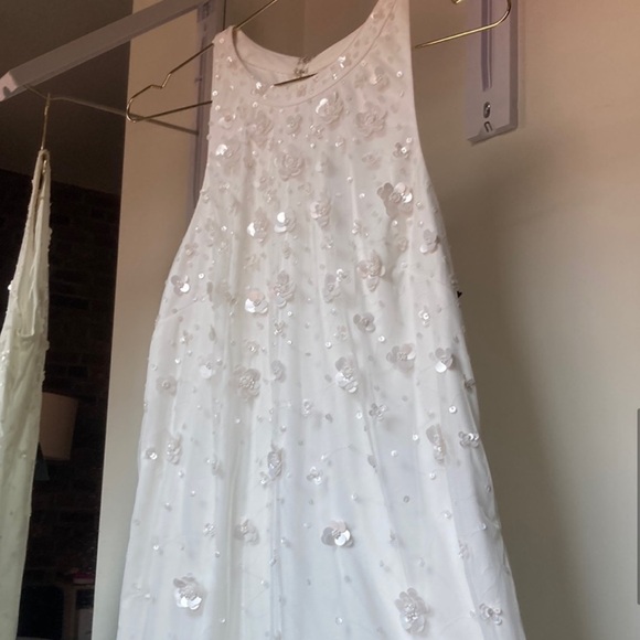 NWT ADRIANA PAPPELL Floral Beaded Appliqué Dress Bridal Shower Brides Dress - Picture 4 of 10